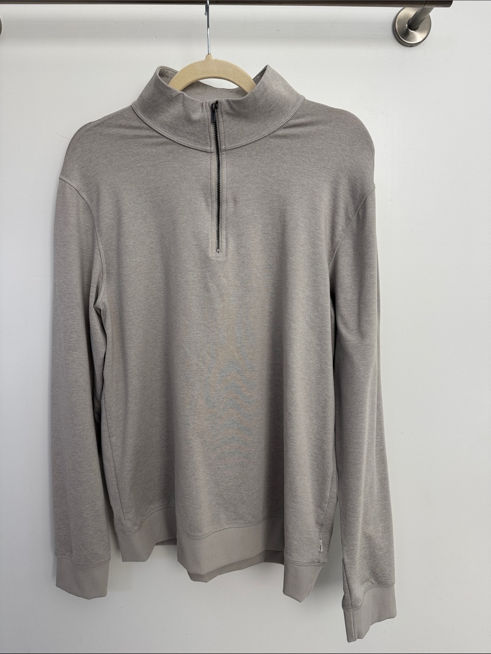 Vuori Men's Zip Mock Neck Sweater in Light Gray
